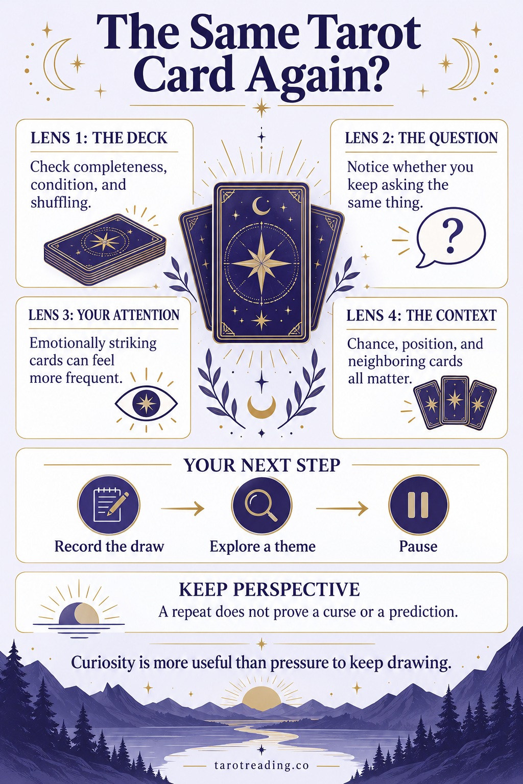 The Same Tarot Card Again? — a visual guide with practical steps and limits.